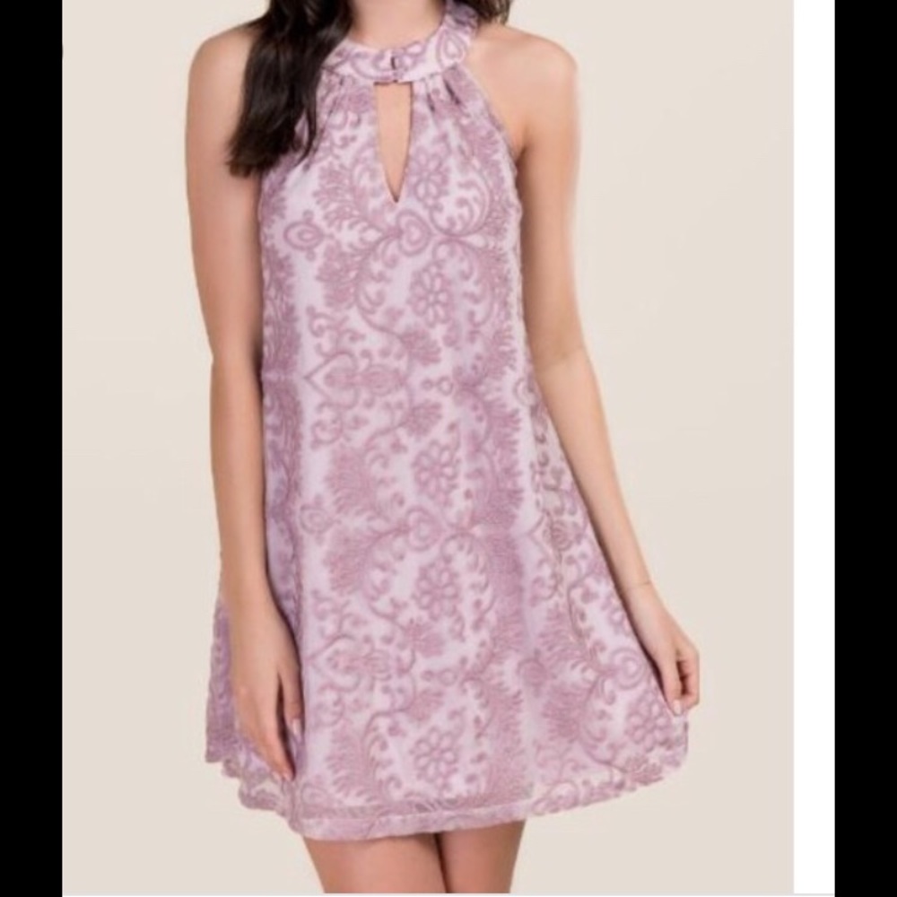 Lace halter shift dress